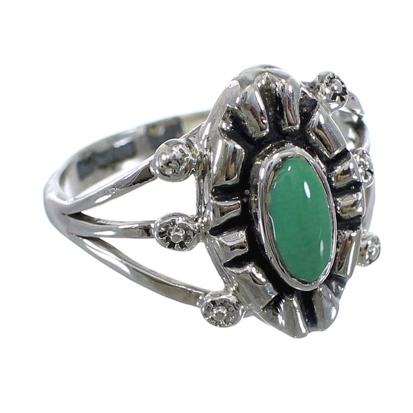 Southwest Turquoise Authentic Sterling Silver Ring Size 8-1/2 AX61228